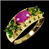 Image 1 : Ruby and Chrome Diopside Ring in 14k Yellow Gold Plated 925 Sterling Silver - Size 7.5 - Appraised R
