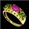 Image 2 : Ruby and Chrome Diopside Ring in 14k Yellow Gold Plated 925 Sterling Silver - Size 7.5 - Appraised R