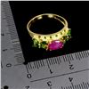Image 3 : Ruby and Chrome Diopside Ring in 14k Yellow Gold Plated 925 Sterling Silver - Size 7.5 - Appraised R