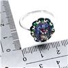 Image 3 : Stunning AAA Flash of Color Black Opal and Diamond Cut Blue Sapphire Ring in 2-Tone Black Rhodium an