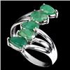 Image 2 : 6x4 mm Peat Cut Emerald Ring in 14k White Gold Plated 925 Sterling Silver - Size 8 - Appraised Repla