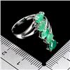Image 3 : 6x4 mm Peat Cut Emerald Ring in 14k White Gold Plated 925 Sterling Silver - Size 8 - Appraised Repla