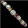 Image 1 : 6x4 mm Pear Cut Multi-Color Tourmaline Bracelet in 14k White Gold Plated 925 Sterling Silver - 6 inc