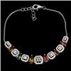 Image 2 : 6x4 mm Pear Cut Multi-Color Tourmaline Bracelet in 14k White Gold Plated 925 Sterling Silver - 6 inc