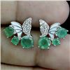 Image 1 : 5 mm Brilliant Cut Unheated Emerald Earrings in 14k White Gold Plated 925 Sterling Silver - Appraise