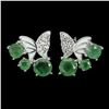 Image 2 : 5 mm Brilliant Cut Unheated Emerald Earrings in 14k White Gold Plated 925 Sterling Silver - Appraise