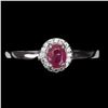 Image 1 : 5x4 mm Oval Cut Ruby and CZ Ring in 14k White Gold Plated 925 Sterling Silver - Size 8 - Appraised R