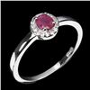 Image 2 : 5x4 mm Oval Cut Ruby and CZ Ring in 14k White Gold Plated 925 Sterling Silver - Size 8 - Appraised R