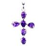 Image 2 : 6x4 Pear Cut Amethyst Cross Shaped Pendant in 14k White Gold Plated 925 Sterling Silver - Appraised 