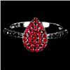 Image 1 : Exceptional Diamond Cut Myanmar (Burma) Ruby and Black Spinel Ring in 14k White Gold Plated 925 Ster