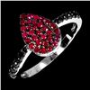 Image 2 : Exceptional Diamond Cut Myanmar (Burma) Ruby and Black Spinel Ring in 14k White Gold Plated 925 Ster