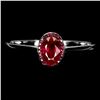 Image 1 : 6x4 mm Oval Cut Ruby and Diamond Cut Ruby Ring in 14k White Gold Plated 925 Sterling Silver - Size 9