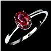Image 2 : 6x4 mm Oval Cut Ruby and Diamond Cut Ruby Ring in 14k White Gold Plated 925 Sterling Silver - Size 9