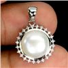 Image 2 : Big 12mm Natural Pearl Pendant in 14k White Gold Plated 925 Sterling Silver