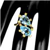 Image 1 : 12x8 mm Pear Cut Sky Blue Topaz and Yellow Sapphire Ring in 14k Yellow Gold Plated 925 Sterling Silv