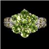 Image 1 : Peridot and Yellow Sapphire Ring in 14k White Gold Plated 925 Sterling Silver - Size 7 - Appraised R