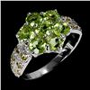 Image 2 : Peridot and Yellow Sapphire Ring in 14k White Gold Plated 925 Sterling Silver - Size 7 - Appraised R