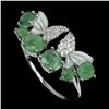 Image 2 : Emerald and CZ Ring in 14k White Gold Plated 925 Sterling Silver - Size 9 - Appraised Replacement Va