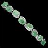 Image 1 : High Value 7x5 mm Emerald and CZ Bracelet in 14k White Gold Plated 925 Sterling Silver - 8 inches lo
