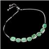 Image 2 : High Value 7x5 mm Emerald and CZ Bracelet in 14k White Gold Plated 925 Sterling Silver - 8 inches lo