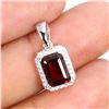 Image 2 : 7x5 mm Octagon Cut Mozambique Garnet and Moissanite Pendant in 14k White Gold Plated 925 Sterling Si