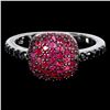 Image 1 : Diamond Cut Myanmar (Burma) Ruby and Black Spinel Ring in 2-Tone Black Rhodium and 14k White Gold Pl