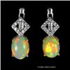 Image 1 : 8x6 mm Crystal Opal Earrings in 14k White Gold Plated 925 Sterling Silver - Appraised Replacement Va
