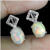 Image 2 : 8x6 mm Crystal Opal Earrings in 14k White Gold Plated 925 Sterling Silver - Appraised Replacement Va