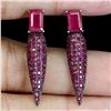 Image 1 : 6x4 mm Octagon Cut and Diamond Cut Ruby Earrings in 2-Tone Black Rhodium and 14k White Gold Plated 9