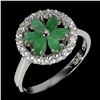 Image 2 : Marquise Cut Emerald and CZ Ring in 14k White Gold Plated 925 Sterling Silver - Size 8 - Appraised R