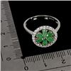 Image 3 : Marquise Cut Emerald and CZ Ring in 14k White Gold Plated 925 Sterling Silver - Size 8 - Appraised R