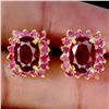 Image 1 : 8x6 mm Oval Cut Ruby Ring Earrings in 14k Yellow Gold Plated 925 Sterling Silver - Appraised Replace