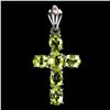 Image 1 : 7x5 mm Oval Cut Peridot Cross Shaped Pendant in 14k White Gold Plated 925 Sterling Silver - Appraise