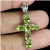 Image 2 : 7x5 mm Oval Cut Peridot Cross Shaped Pendant in 14k White Gold Plated 925 Sterling Silver - Appraise