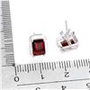 Image 3 : 7x5 mm Octagon Cut Mozambique Garnet and Moissanite Earrings in 14k White Gold Plated 925 Sterling S