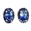 Image 2 : Blue Sapphire Earrings in 14k White Gold Plated 925 Sterling Silver - Appraised Replacement Value $ 