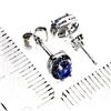 Image 3 : Blue Sapphire Earrings in 14k White Gold Plated 925 Sterling Silver - Appraised Replacement Value $ 