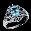 Image 2 : Big 8x6 mm Oval Cut Sky Blue Topaz and Blue Sapphire Ring in 14k White Gold Plated 925 Sterling Silv