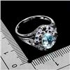 Image 3 : Big 8x6 mm Oval Cut Sky Blue Topaz and Blue Sapphire Ring in 14k White Gold Plated 925 Sterling Silv