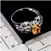 Image 3 : 8x6 mm Oval Cut Citrine and Blue Sapphire Ring in 14k White Gold Plated 925 Sterling Silver - Size 9