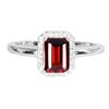 Image 1 : 7x5 mm Octogon Cut Mozambique Garnet and Moissanite Ring in 14k White Gold Plated 925 Sterling Silve