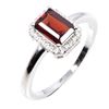 Image 2 : 7x5 mm Octogon Cut Mozambique Garnet and Moissanite Ring in 14k White Gold Plated 925 Sterling Silve