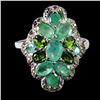 Image 1 : Beautiful Rich Emerald, Sapphire and Chrome Diopside Ring in 14k White Gold Plated 925 Sterling Silv