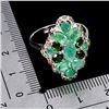 Image 3 : Beautiful Rich Emerald, Sapphire and Chrome Diopside Ring in 14k White Gold Plated 925 Sterling Silv