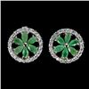 Image 2 : Marquise Cut Emerald and CZ Earrings in 14k White Gold Plated 925 Sterling Silver - Appraised Replac