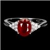 Image 1 : Big 8x6 Oval Cut Ruby and CZ Ring in 14k White Gold Plated 925 Sterling Silver - Size 8 - Appraised 