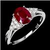 Image 2 : Big 8x6 Oval Cut Ruby and CZ Ring in 14k White Gold Plated 925 Sterling Silver - Size 8 - Appraised 