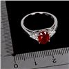 Image 3 : Big 8x6 Oval Cut Ruby and CZ Ring in 14k White Gold Plated 925 Sterling Silver - Size 8 - Appraised 