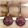 Image 1 : Diamond Cut High Quality and Value Myanmar (Burma) Ruby Earrings in 2-Tone Black Rhodium and 14k Whi