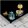 Image 3 : Big 9x6 mm Pear Cut Swiss Blue Topaz Earrings in 14k Yellow Gold Plated 925 Sterling Silver - Apprai
